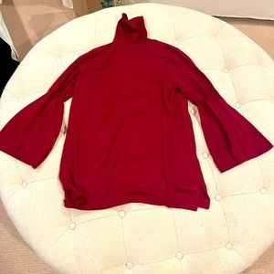 525 America red turtleneck sweater with bell sleeves